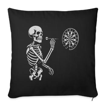 Skeleton playing darts game - Sofa pillowcase 17,3'' x 17,3'' (45 x 45 cm) - black - Front