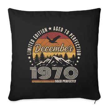 Décembre 1970 Édition Originale Cadeau décembre  - Housse de coussin décorative 45 x 45 cm - noir - Devant