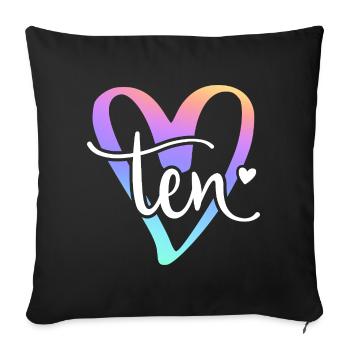 10ème anniversaire Pastel Coeur Lettrage Dix - Housse de coussin décorative 45 x 45 cm - noir - Devant
