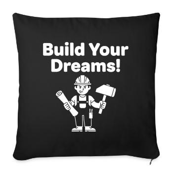 Construisez vos rêves Travailleurs de la construction - Housse de coussin décorative 45 x 45 cm - noir - Devant