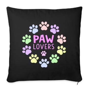 PAW LOVERS Rose Empreintes Pastel - Housse de coussin décorative 45 x 45 cm - noir - Devant
