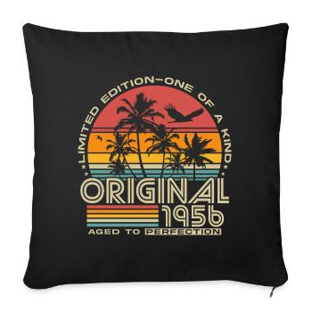 1956 Jahrgang Retro 70. Geburtstag Geschenk - Sofakissenbezug 45 x 45 cm - Schwarz - Vorne