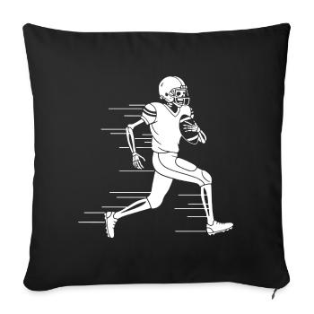 Le skeleton joue au football américain - Housse de coussin décorative 45 x 45 cm - noir - Devant