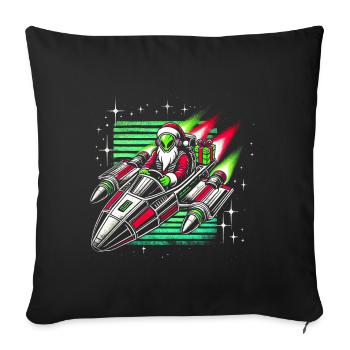 Alien Santa Space Sleigh Retro T-shirt de Noël - Housse de coussin décorative 45 x 45 cm - noir - Devant