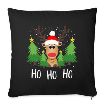 Sapins de Noël Reindeer Ho Ho Ho - Housse de coussin décorative 45 x 45 cm - noir - Devant