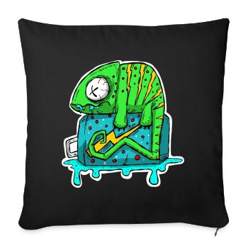 Canette de boisson énergisante Caméléon. Grafitti de bande dessinée - Housse de coussin décorative 45 x 45 cm - noir - Devant