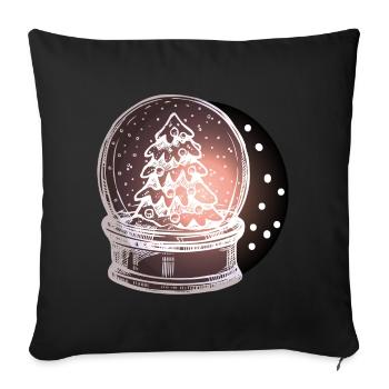 Sapin de Noël boule à neige - Housse de coussin décorative 45 x 45 cm - noir - Devant