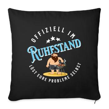 Officiellement retraité – Motif drôle de retraité - Housse de coussin décorative 45 x 45 cm - noir - Devant