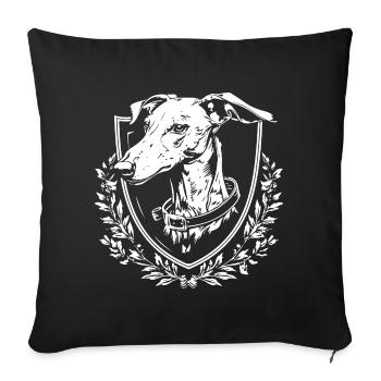 Hund Emblem mit Lorbeer - Sofakissenbezug 45 x 45 cm - Schwarz - Vorne