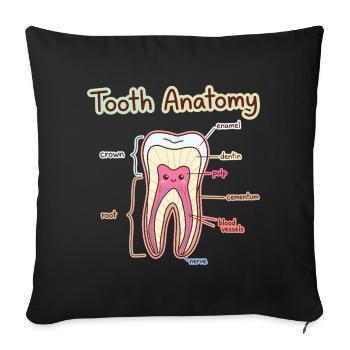 Dentiste assistant dentaire en anatomie dentaire - Housse de coussin décorative 45 x 45 cm - noir - Devant