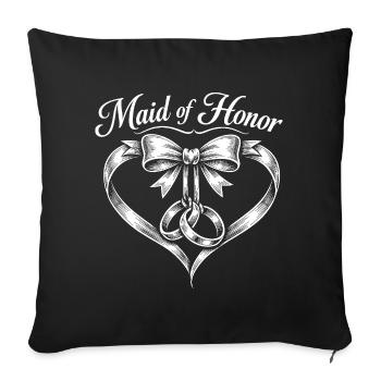 Logo de la demoiselle d’honneur avec bagues - Housse de coussin décorative 45 x 45 cm - noir - Devant