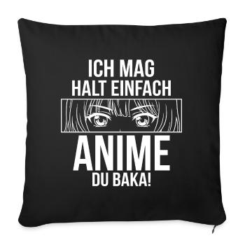 Baka Saying d’anime – Design otaku drôle - Housse de coussin décorative 45 x 45 cm - noir - Devant