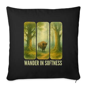 Wandering Bison in the Forest - Sofa pillowcase 17,3'' x 17,3'' (45 x 45 cm) - black - Front