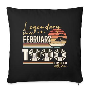 Février 1990 anniversaire 1990 légendes Février - Housse de coussin décorative 45 x 45 cm - noir - Devant