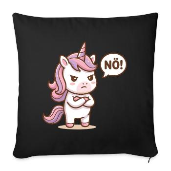 Süßes Einhorn Nö Lustiger Spruch - Sofakissenbezug 45 x 45 cm - Schwarz - Vorne