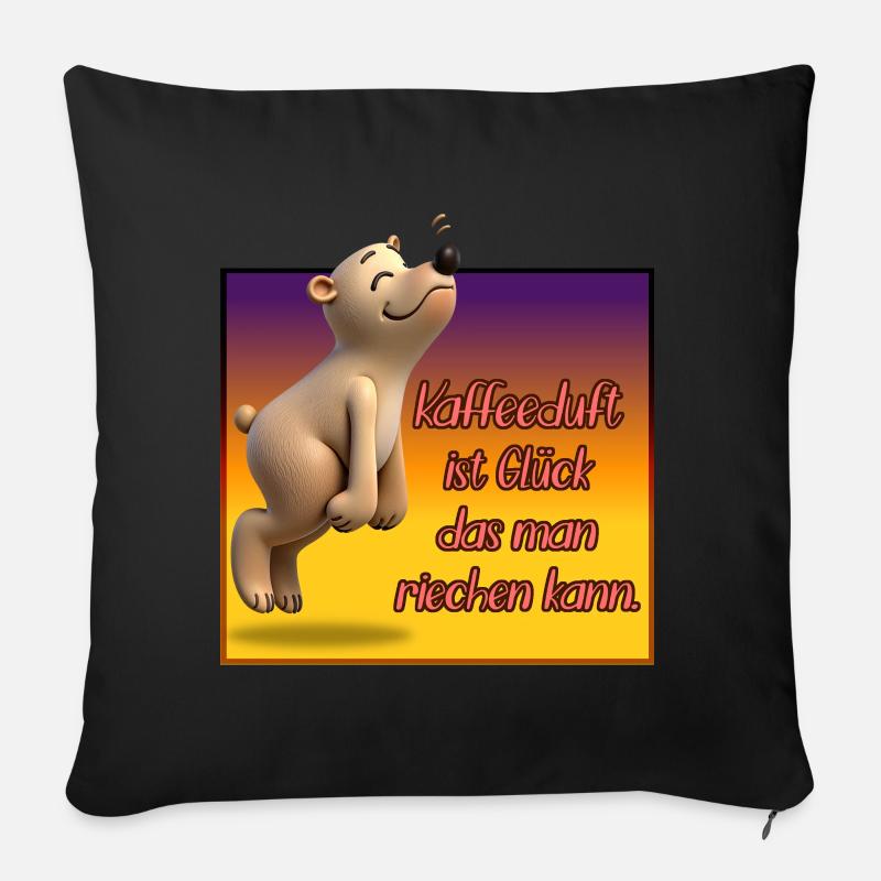 Kaffeeduft ist Glück - Sofakissenbezug 45 x 45 cm - Schwarz