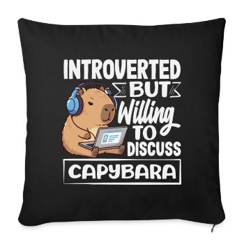 Introverti mais désireux de discuter de Capybara - Housse de coussin décorative 45 x 45 cm - noir - Devant