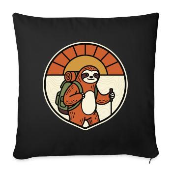 Sloth Hiking Retro Badge Motif - Sofa pillowcase 17,3'' x 17,3'' (45 x 45 cm) - black - Front