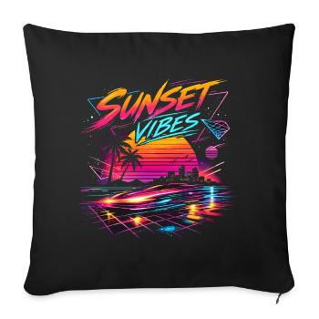 Sunset Vibes 80s Neon Design - Sofa pillowcase 17,3'' x 17,3'' (45 x 45 cm) - black - Front