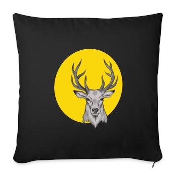 Deer head in the yellow circle - Sofa pillowcase 17,3'' x 17,3'' (45 x 45 cm) - black - Front