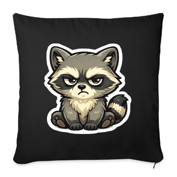 Bad Mood Raccoon – Finger weg - Sofakissenbezug 45 x 45 cm - Schwarz - Vorne