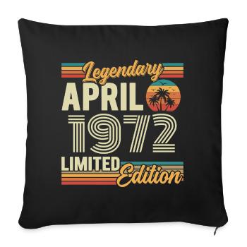 April 1972 54th Anniversary Gift - April 1972 - Sofa pillowcase 17,3'' x 17,3'' (45 x 45 cm) - black - Front