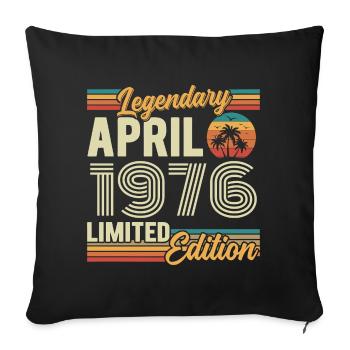 April 1976 50th Anniversary Gift - April 1976 - Sofa pillowcase 17,3'' x 17,3'' (45 x 45 cm) - black - Front