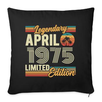 April 1975 51st Anniversary Gift - April 1975 - Sofa pillowcase 17,3'' x 17,3'' (45 x 45 cm) - black - Front