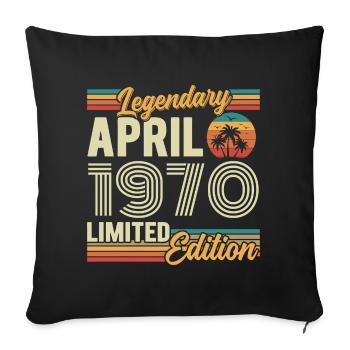 April 1970 56th Anniversary Gift - April 1970 - Sofa pillowcase 17,3'' x 17,3'' (45 x 45 cm) - black - Front