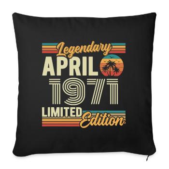 April 1971 55th Anniversary Gift - April 1971 - Sofa pillowcase 17,3'' x 17,3'' (45 x 45 cm) - black - Front