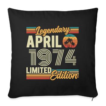 April 1974 52nd Anniversary Gift - April 1974 - Sofa pillowcase 17,3'' x 17,3'' (45 x 45 cm) - black - Front