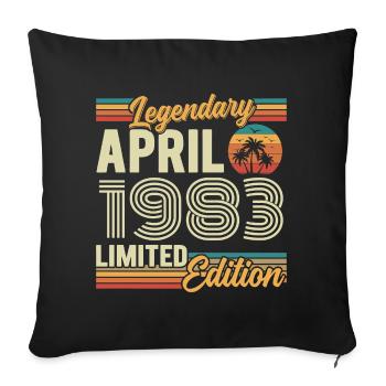 April 1983 43rd Anniversary Gift - April 1983 - Sofa pillowcase 17,3'' x 17,3'' (45 x 45 cm) - black - Front