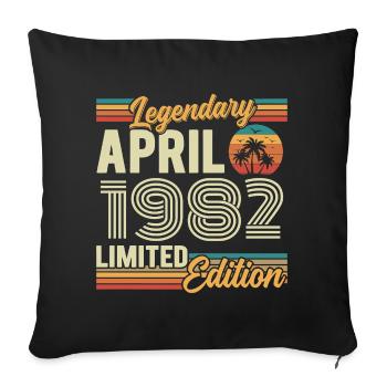 April 1982 44th Anniversary Gift - April 1982 - Sofa pillowcase 17,3'' x 17,3'' (45 x 45 cm) - black - Front