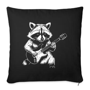 Raccoon Rock Guitar Jam - Sofa pillowcase 17,3'' x 17,3'' (45 x 45 cm) - black - Front
