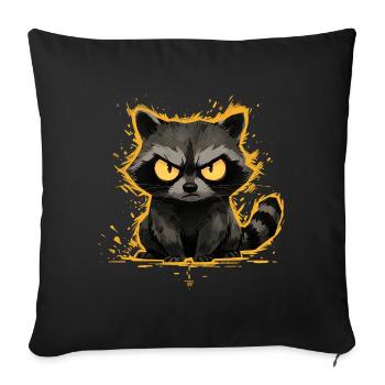 Raton laveur - Motif d’animal mignon en colère - Housse de coussin décorative 45 x 45 cm - noir - Devant