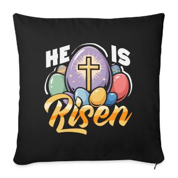 Joyeuse Pâques, douce chasse aux œufs du lapin, œufs de Pâques - Housse de coussin décorative 45 x 45 cm - noir - Devant
