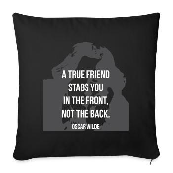 Citation d’Oscar Wilde À propos de l’amitié - Housse de coussin décorative 45 x 45 cm - noir - Devant