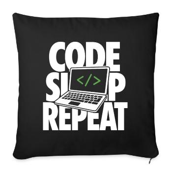 Code Sleep Repeat Programmer - Sofa pillowcase 17,3'' x 17,3'' (45 x 45 cm) - black - Front