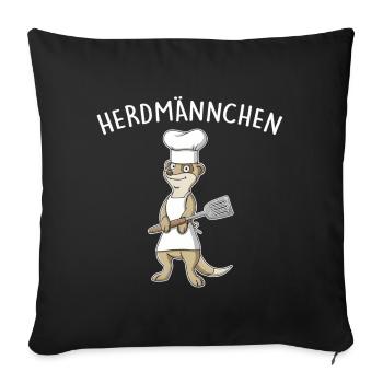 Herdmännchen – Erdmännchen am Grill - Sofakissenbezug 45 x 45 cm - Schwarz - Vorne