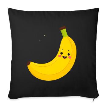 Yellow Kawaii Banana – Sweet Fruit Illustration Art - Sofa pillowcase 17,3'' x 17,3'' (45 x 45 cm) - black - Front
