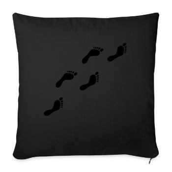 Footprints - Fussabdrücke - Fußabdruck - Sofakissenbezug 45 x 45 cm - Schwarz - Vorne