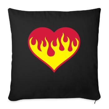 Flammendes Herz - Sofakissenbezug 45 x 45 cm - Schwarz - Vorne