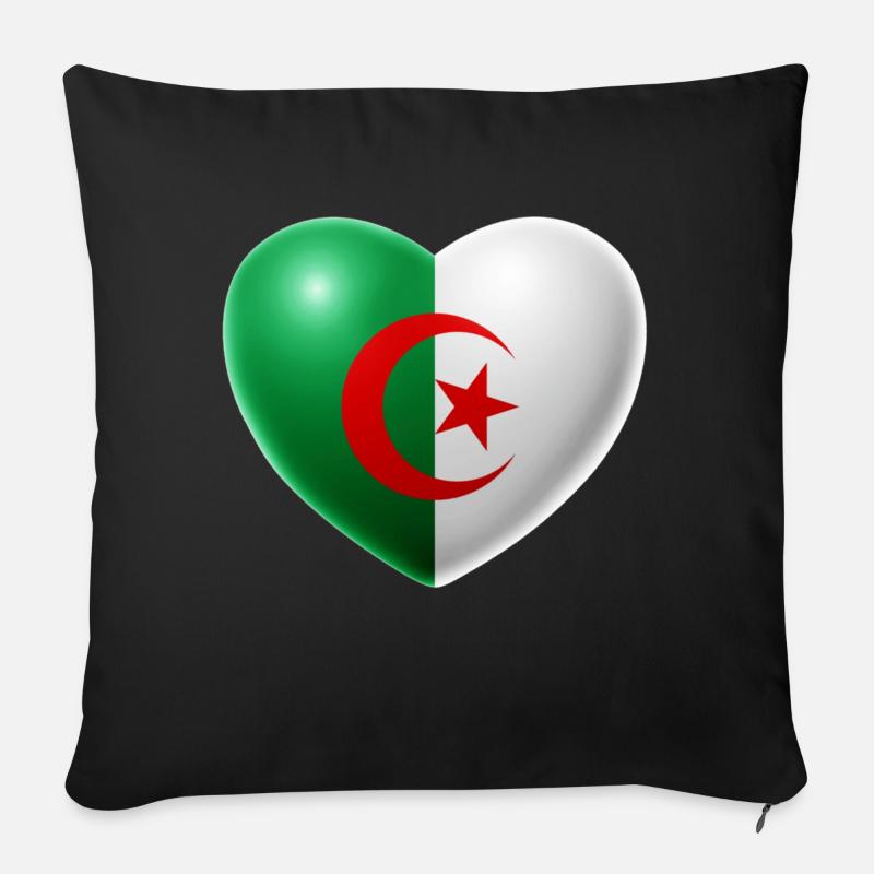 Heart (Algeria / Algeria) - Sofa pillowcase 17,3'' x 17,3'' (45 x 45 cm) - black
