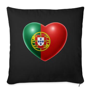 Coeur (Portugal / Portuguesa) 01 - Housse de coussin décorative 45 x 45 cm - noir - Devant