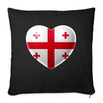 Coeur (Géorgie / Georgia) - Housse de coussin décorative 45 x 45 cm - noir - Devant