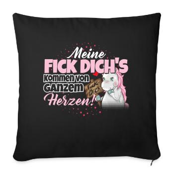 Einhorn - Fick Dich - Sofakissenbezug 45 x 45 cm - Schwarz - Vorne