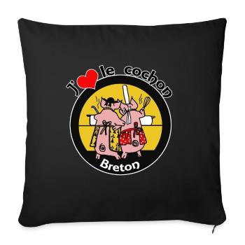 Breton pig - Sofa pillowcase 17,3'' x 17,3'' (45 x 45 cm) - black - Front
