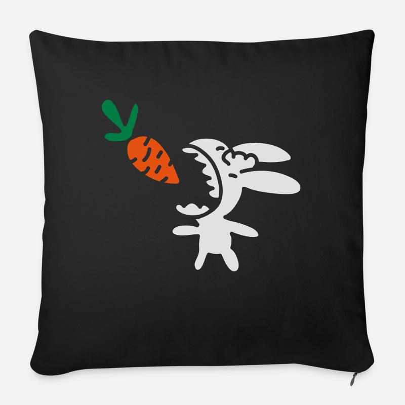 Bunny eats carrot - 3 - Sofa pillowcase 17,3'' x 17,3'' (45 x 45 cm) - black