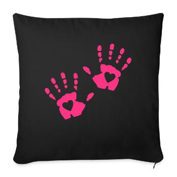 hand herz - Sofakissenbezug 45 x 45 cm - Schwarz - Vorne