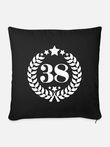 38ter Geburtstag Kranz Zahl 38 Jahrgang Alter - Sofakissenbezug 45 x 45 cm - Schwarz